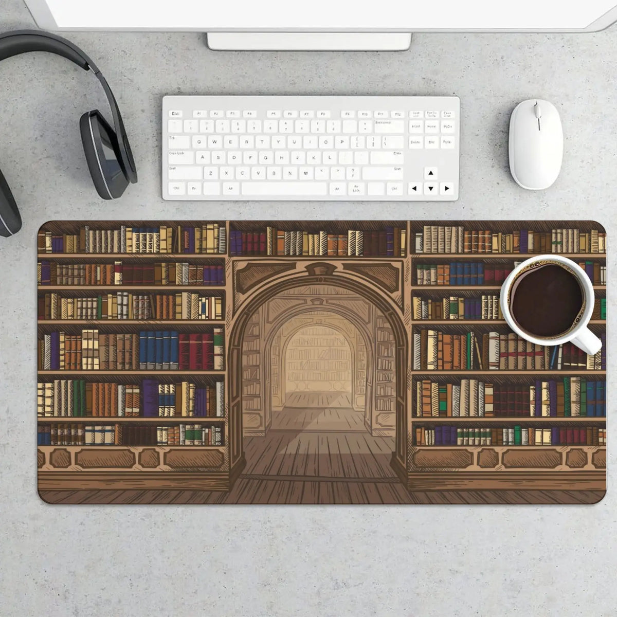 Cute Cat Gaming Mouse Pad Large 31.5 X 15.75In Topographic Keyboard Mousepad for Non-Slip Base and Stitched Edge, Extended Desk Pad XL Desk Mat