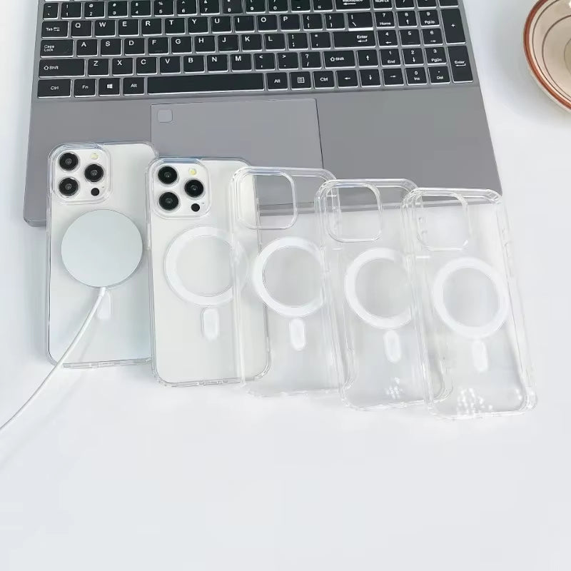 Original Magnetic Transparent Phone Case for Magsafe for Iphone 18 17 16 15 14 plus 13 12 11 Pro Max Wireless Charge Back Cover