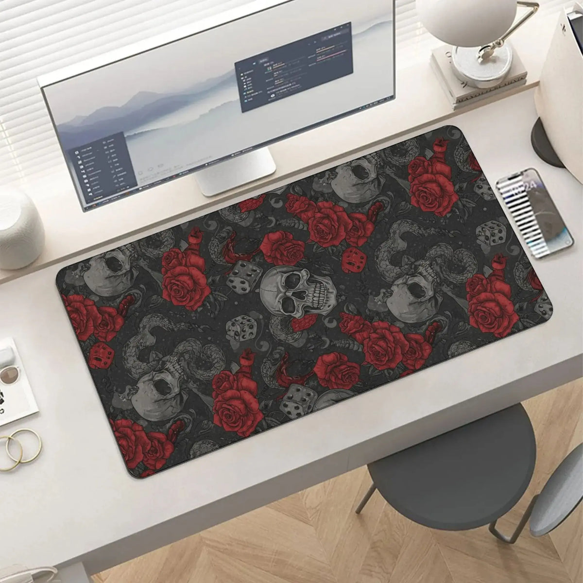 Cute Cat Gaming Mouse Pad Large 31.5 X 15.75In Topographic Keyboard Mousepad for Non-Slip Base and Stitched Edge, Extended Desk Pad XL Desk Mat