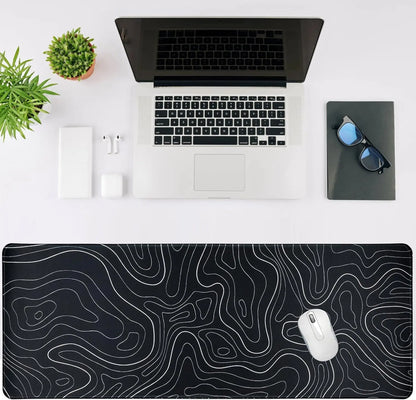 Cute Cat Gaming Mouse Pad Large 31.5 X 15.75In Topographic Keyboard Mousepad for Non-Slip Base and Stitched Edge, Extended Desk Pad XL Desk Mat
