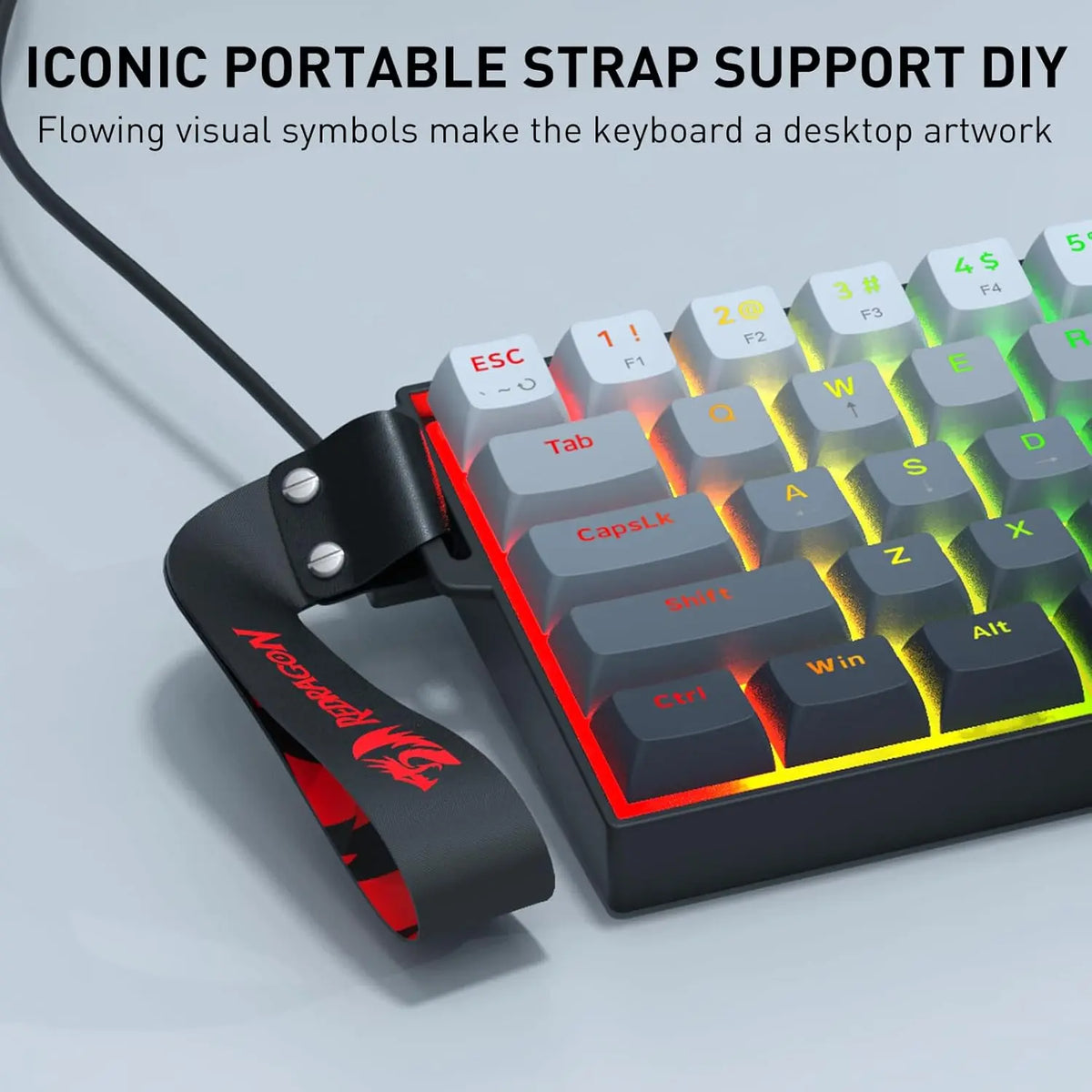Redragon K617 HE Wired Hall-Effect Rapid Trigger Magnetic Gaming Keyboard - 8K Polling, Adjustable Actuation, 61-Keys Design for More Aim Room, Swap-Ready Mod Socket, RGB Pro Software Supported, for PC Gamers