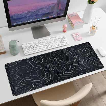 Cute Cat Gaming Mouse Pad Large 31.5 X 15.75In Topographic Keyboard Mousepad for Non-Slip Base and Stitched Edge, Extended Desk Pad XL Desk Mat