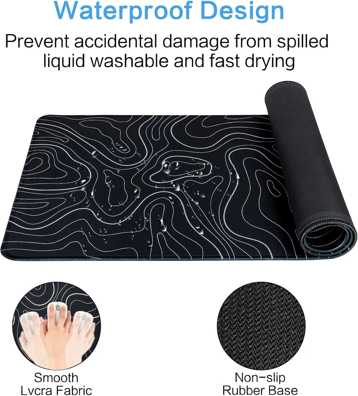 Cute Cat Gaming Mouse Pad Large 31.5 X 15.75In Topographic Keyboard Mousepad for Non-Slip Base and Stitched Edge, Extended Desk Pad XL Desk Mat