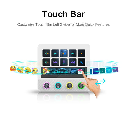 Mirabox Programmable USB Macro Pad Shortcut Keyboard for Gamers - 10 Visual LCD Keys, 4 Knobs, Touchbar Screen, Pc/Mac Desk Accessories, Streaming Equipment for OBS, Streamlabs, Twitter, Youtube, Excel Office Setup