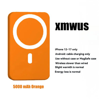 XMWUS 5000Mah Magnetic Power Bank, Wireless Portable Charger for Iphone 12-17 Series, Compatible with Magsafe Cases