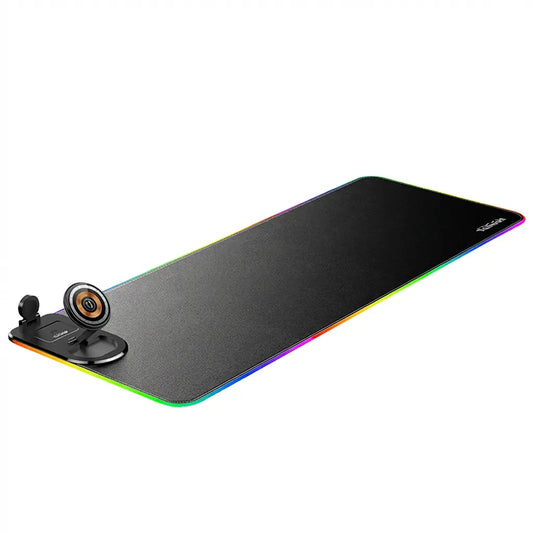 Fulkun Modern RGB Gaming Mousepad - 3-In-1 Wireless Charging LED Desk Mat, 31.5X11.8 Inch XXL Extended Charging Pad, PC Accessories for Phones, Watches & Earbuds