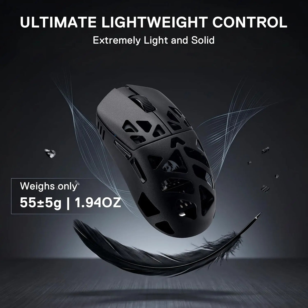 Redragon M997 3-Mode Wireless Lightweight Gaming Mouse - Magnesium Alloy Shell, High Precision, Long-Lasting, Remappable Keys, 0-Delay Cable-Free, Ergo Grip, Ergonomic Body Comfort, Gaming Accessories, Computer Game Hardware