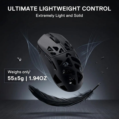 Redragon M997 3-Mode Wireless Lightweight Gaming Mouse - Magnesium Alloy Shell, High Precision, Long-Lasting, Remappable Keys, 0-Delay Cable-Free, Ergo Grip, Ergonomic Body Comfort, Gaming Accessories, Computer Game Hardware