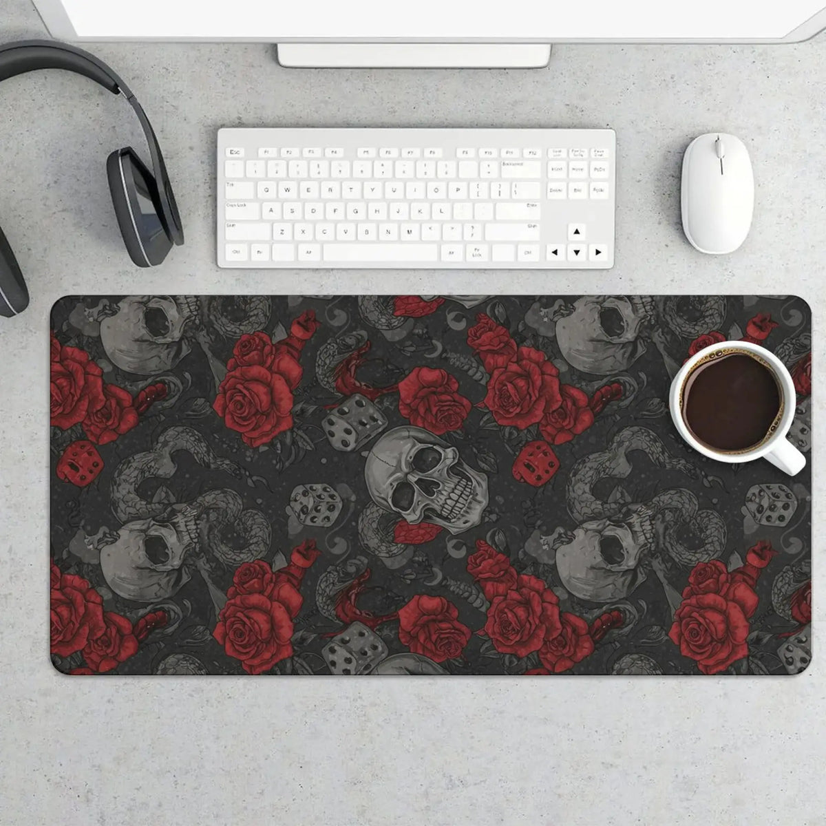 Cute Cat Gaming Mouse Pad Large 31.5 X 15.75In Topographic Keyboard Mousepad for Non-Slip Base and Stitched Edge, Extended Desk Pad XL Desk Mat