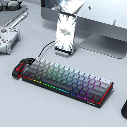 Redragon K617 HE Wired Hall-Effect Rapid Trigger Magnetic Gaming Keyboard - 8K Polling, Adjustable Actuation, 61-Keys Design for More Aim Room, Swap-Ready Mod Socket, RGB Pro Software Supported, for PC Gamers