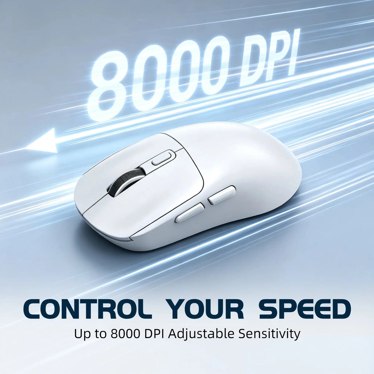 T-WOLF X4 59G Ultra Lightweight Wireless Gaming Mouse, Tri-Mode Rechargeable Multi-Device Mouse, 1000Hz Polling Rate, Programmable Mouse Driver Support, Sticker Kit for Personal Style, Fast Response Gamer Stuff for PC Gaming & Desk Setup, White & Black