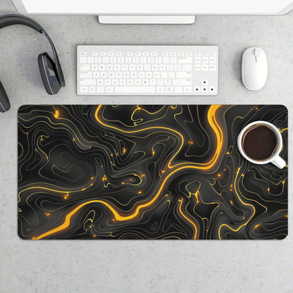 Cute Cat Gaming Mouse Pad Large 31.5 X 15.75In Topographic Keyboard Mousepad for Non-Slip Base and Stitched Edge, Extended Desk Pad XL Desk Mat