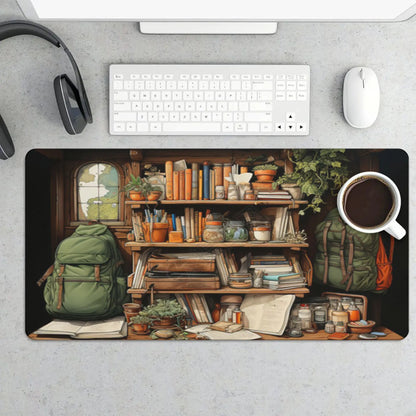 Cute Cat Gaming Mouse Pad Large 31.5 X 15.75In Topographic Keyboard Mousepad for Non-Slip Base and Stitched Edge, Extended Desk Pad XL Desk Mat