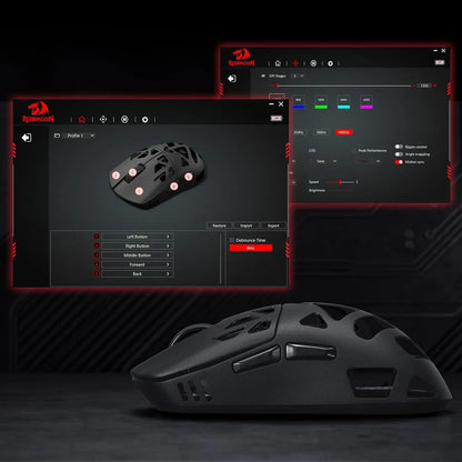 Redragon M997 3-Mode Wireless Lightweight Gaming Mouse - Magnesium Alloy Shell, High Precision, Long-Lasting, Remappable Keys, 0-Delay Cable-Free, Ergo Grip, Ergonomic Body Comfort, Gaming Accessories, Computer Game Hardware