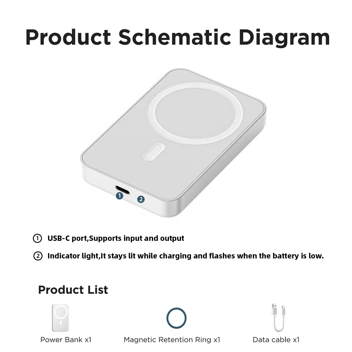 XMWUS 5000Mah Magnetic Power Bank, Wireless Portable Charger for Iphone 12-17 Series, Compatible with Magsafe Cases